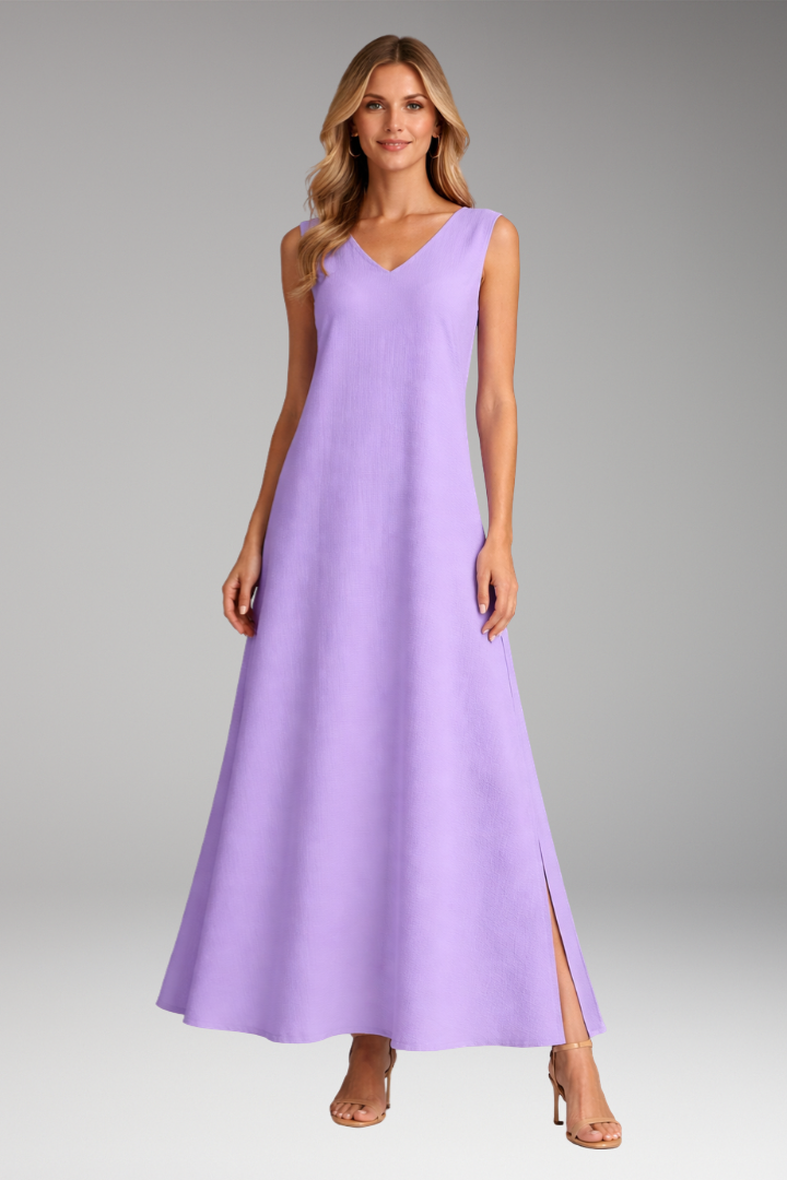Women’s Maxi Dress with V‑Neck and Side Slit