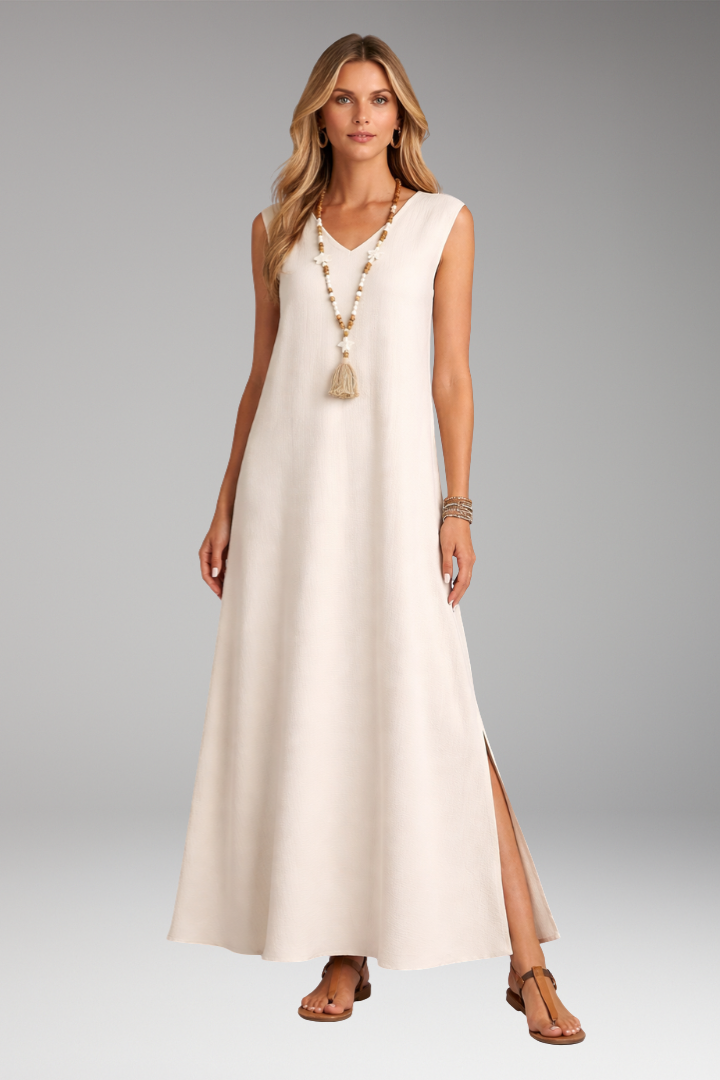 Women’s Maxi Dress with V‑Neck and Side Slit