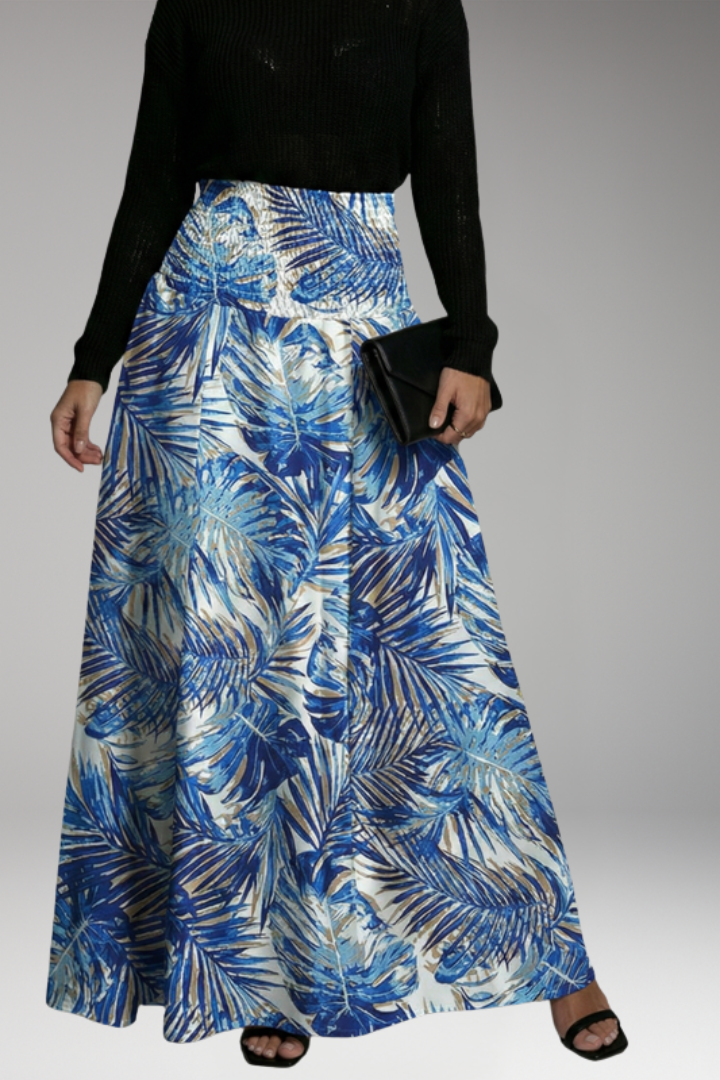 Women's Maxi Skirt with Elastic Waist and Printed Pattern