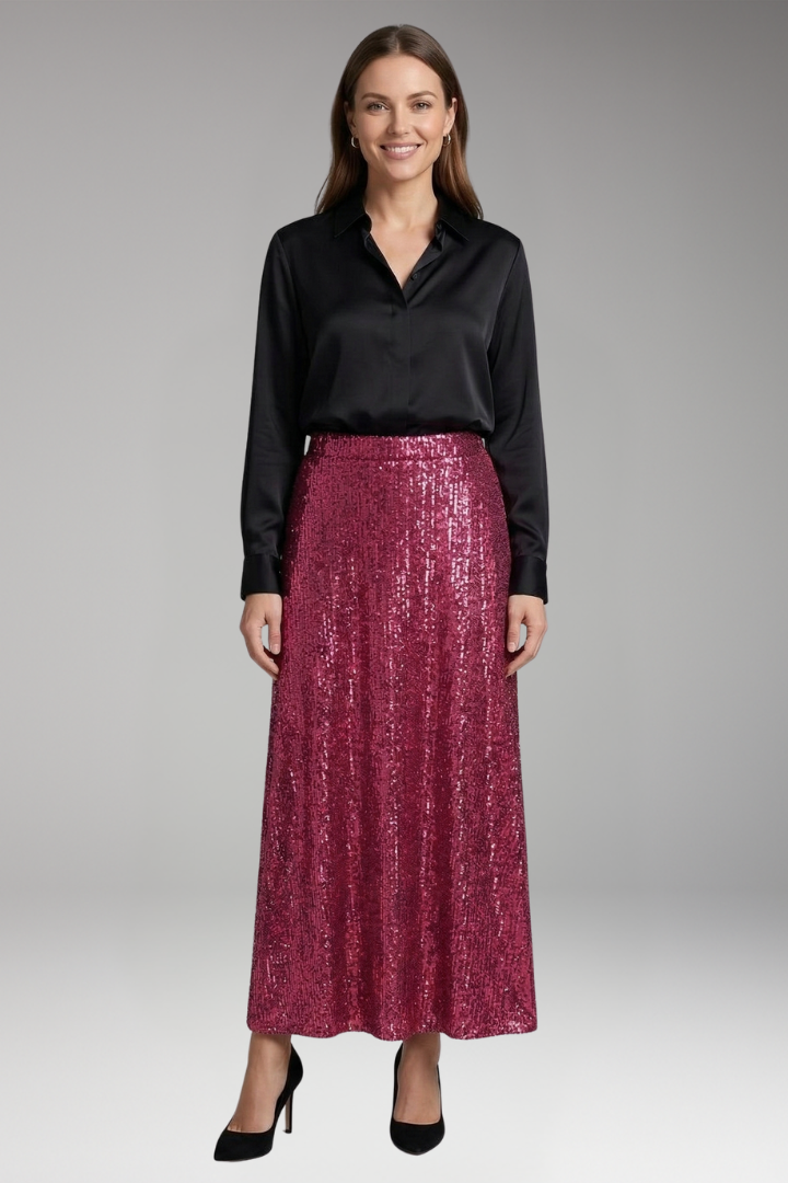 Women’s Maxi Skirt with Elastic Waistband and Textured Surface