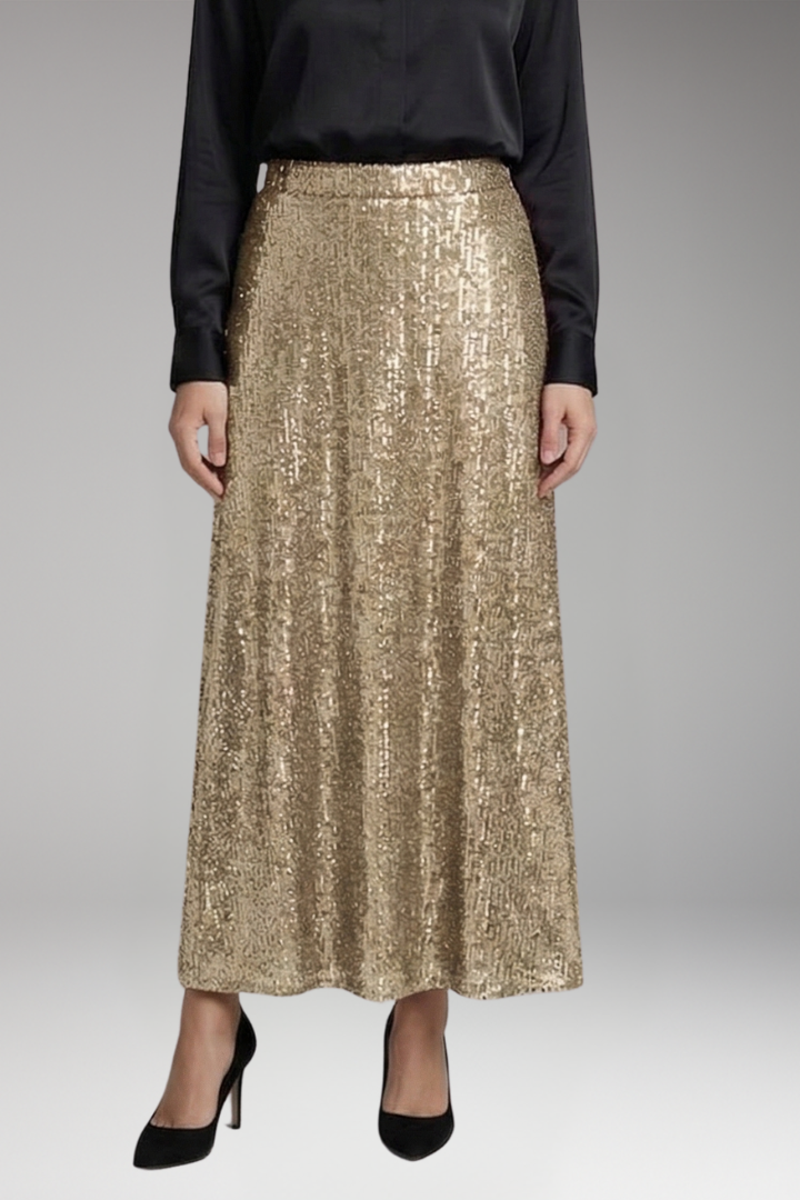 Women’s Maxi Skirt with Elastic Waistband and Textured Surface