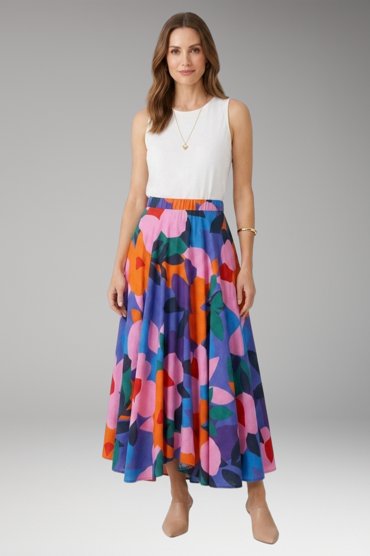 Women’s Maxi Skirt with High Waist and Graphic Print