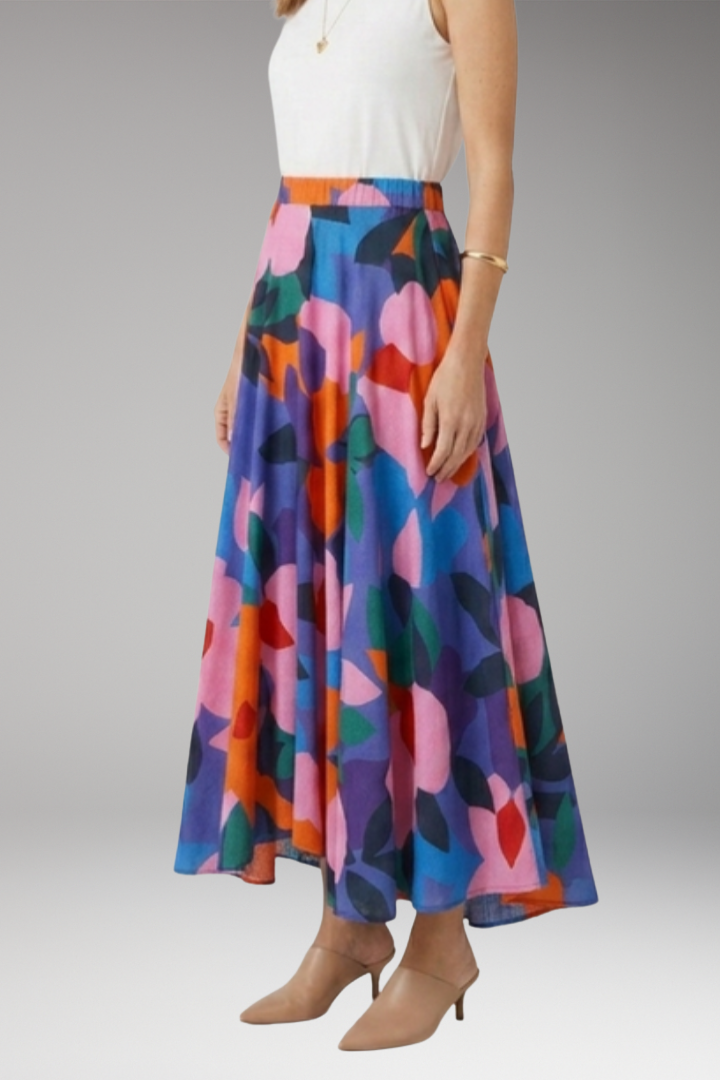 Women’s Maxi Skirt with High Waist and Graphic Print