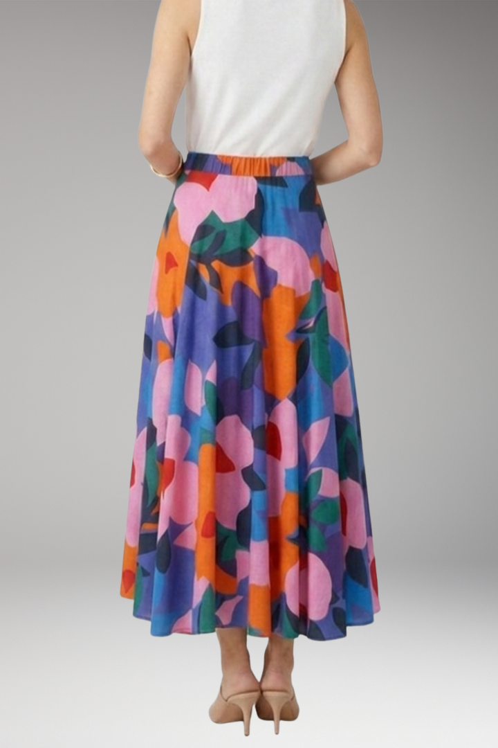 Women’s Maxi Skirt with High Waist and Graphic Print