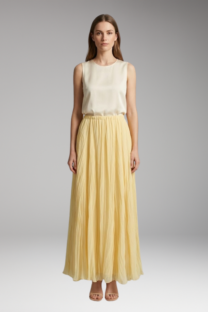 Women’s Maxi Skirt with High-Waist and Pleated Design