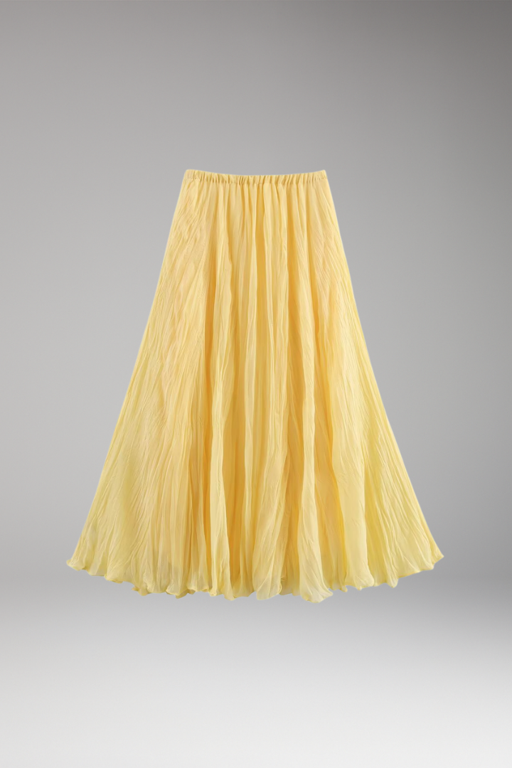 Women’s Maxi Skirt with High-Waist and Pleated Design