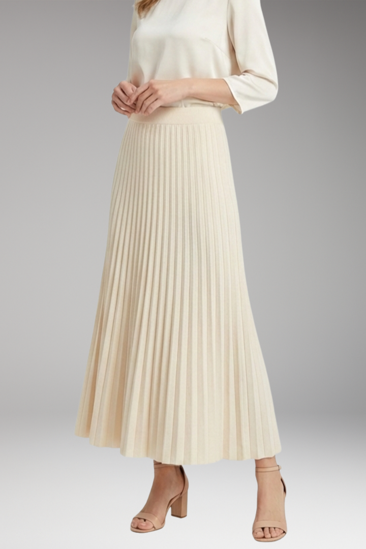 Women’s Maxi Skirt with High Waist and Pleated Panels