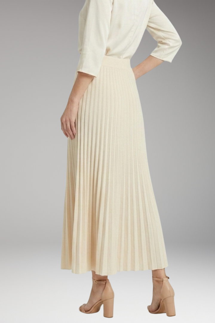 Women’s Maxi Skirt with High Waist and Pleated Panels