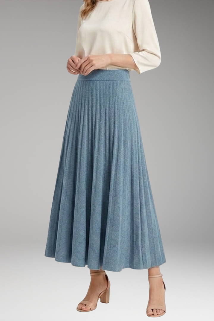 Women’s Maxi Skirt with High Waist and Pleated Panels