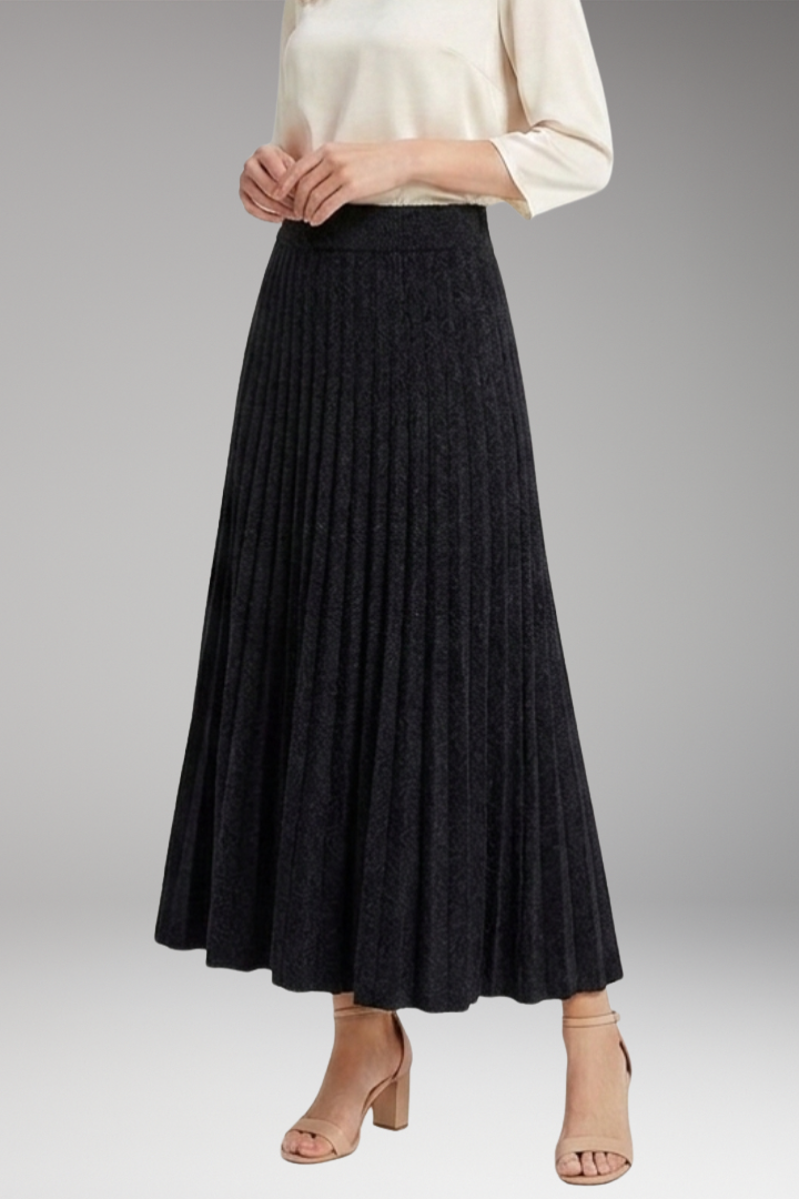 Women’s Maxi Skirt with High Waist and Pleated Panels