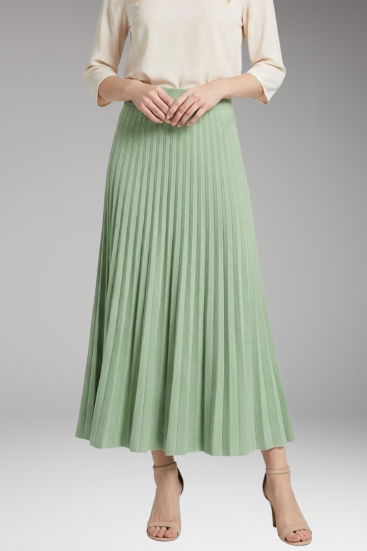 Women’s Maxi Skirt with High Waist and Pleated Panels