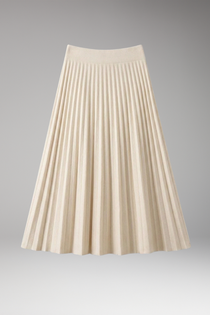 Women’s Maxi Skirt with High Waist and Pleated Panels