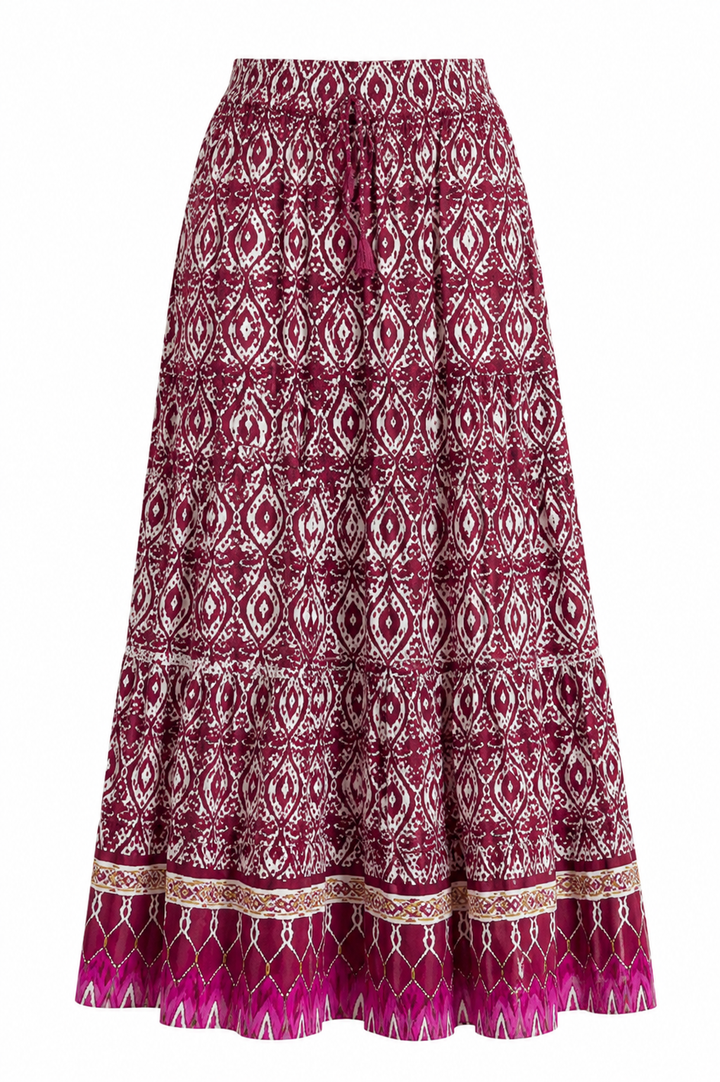 Women’s Maxi Skirt with High Waist and Tiered Layers