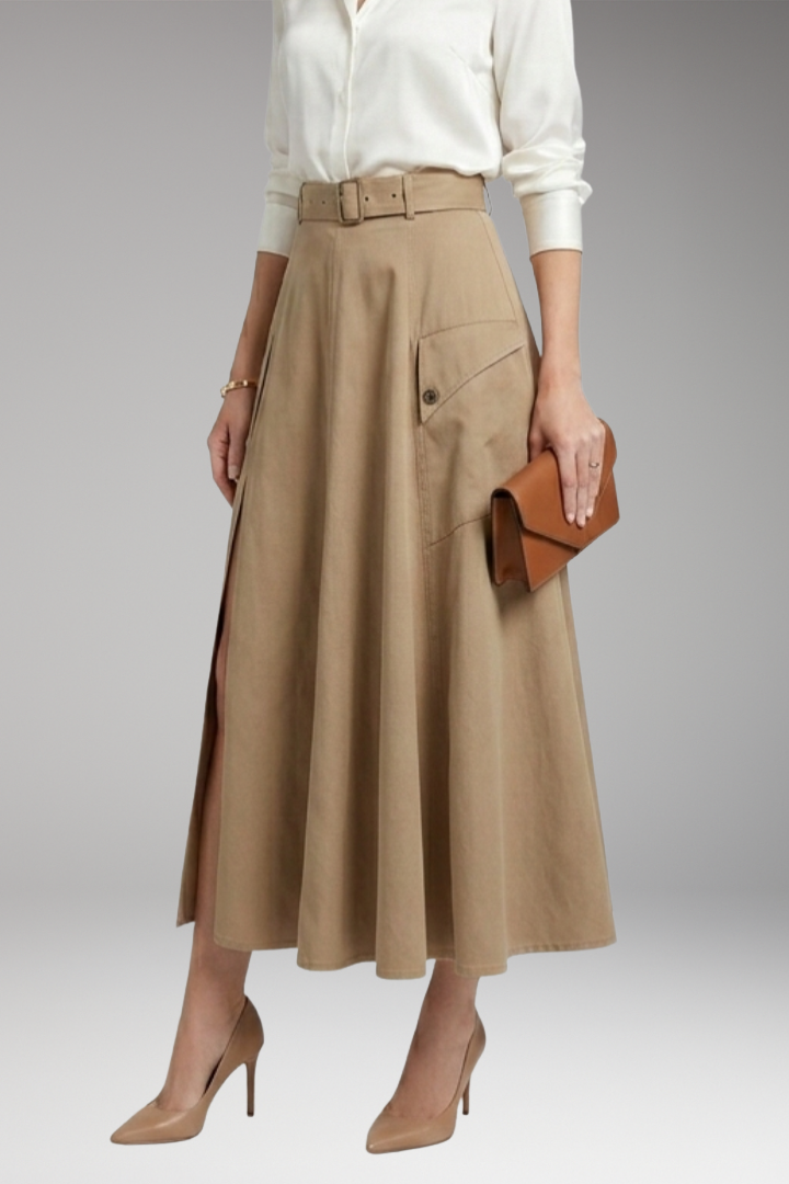 Women’s Maxi Skirt with Side Slit and Pockets