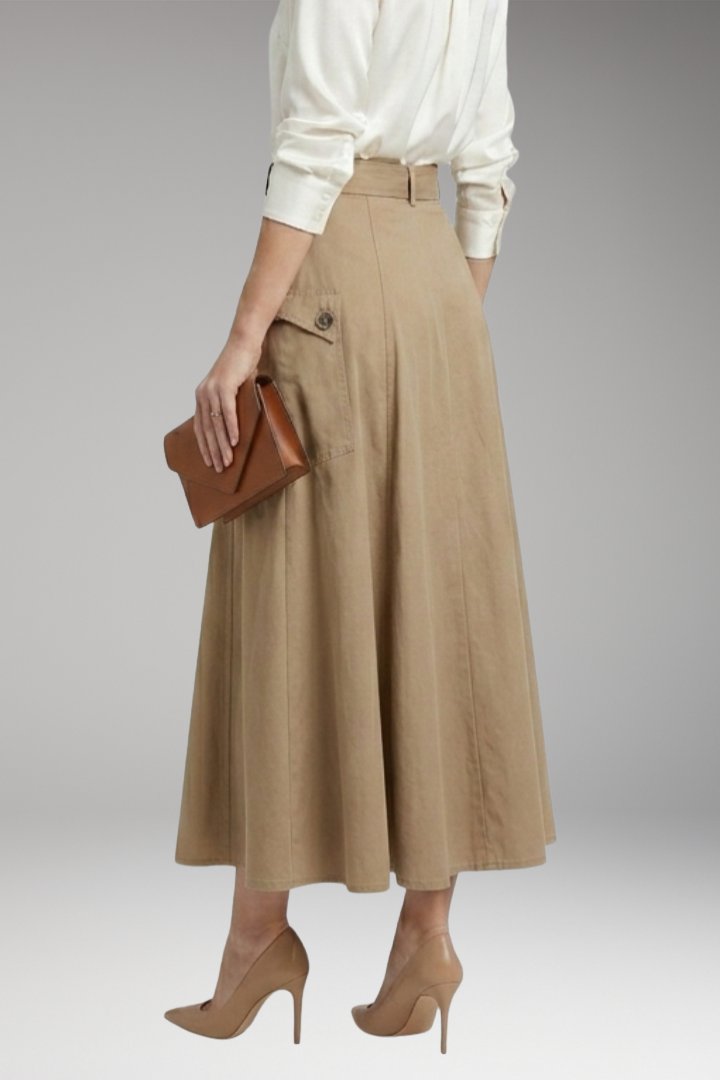 Women’s Maxi Skirt with Side Slit and Pockets