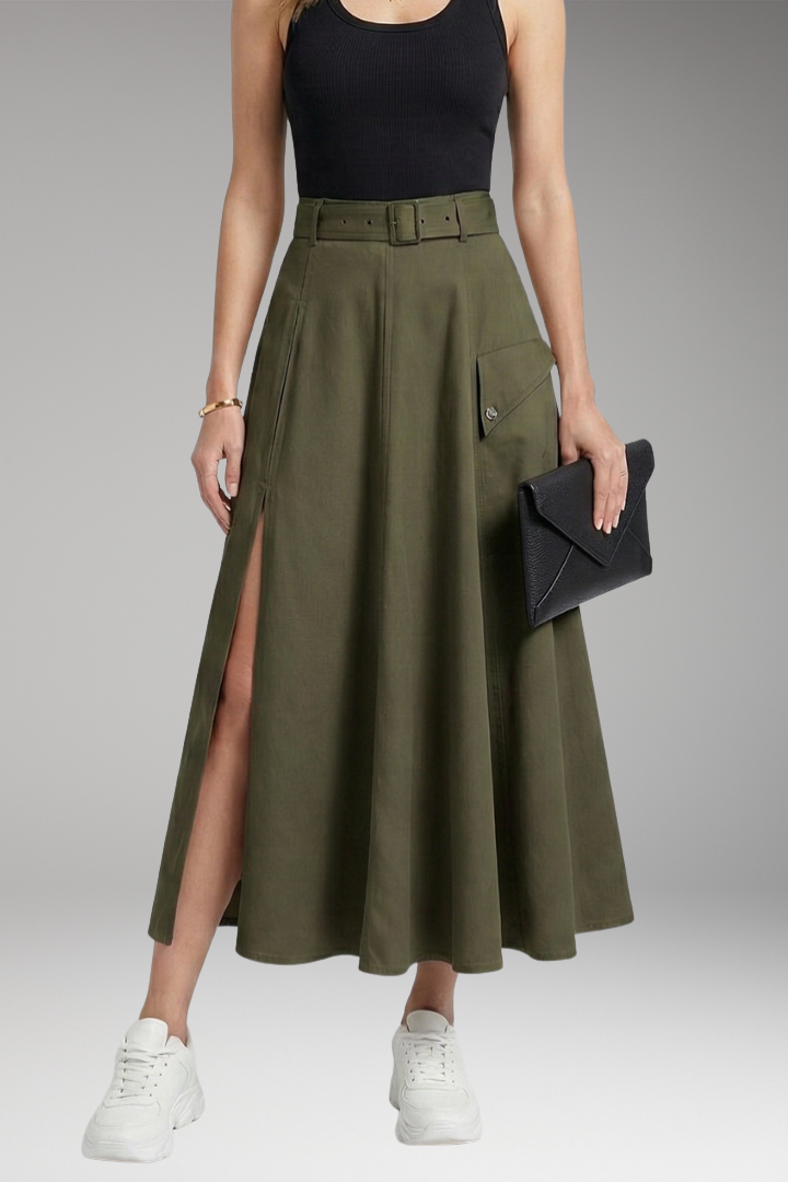 Women’s Maxi Skirt with Side Slit and Pockets