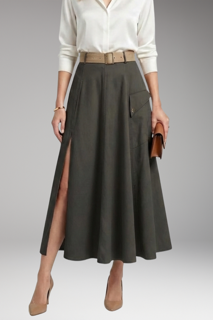Women’s Maxi Skirt with Side Slit and Pockets