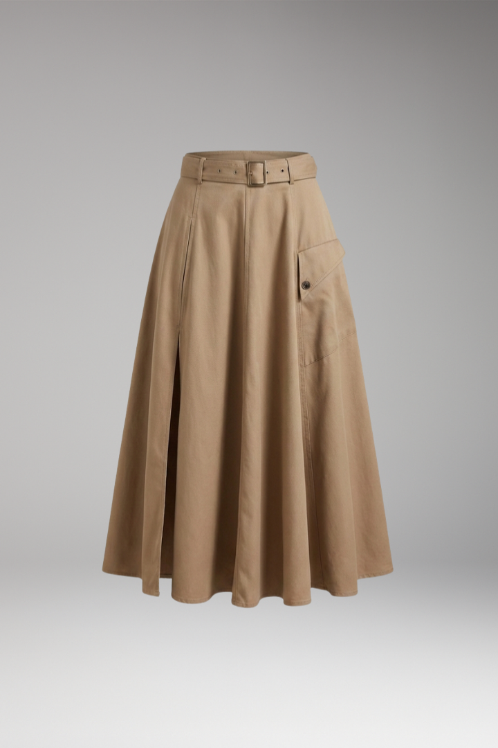 Women’s Maxi Skirt with Side Slit and Pockets