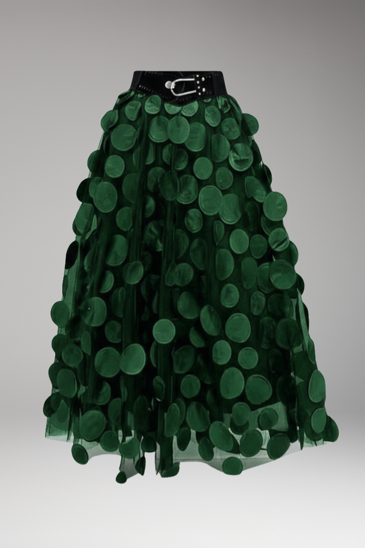 Women's Maxi Skirt with Waistband and Dot Appliqués