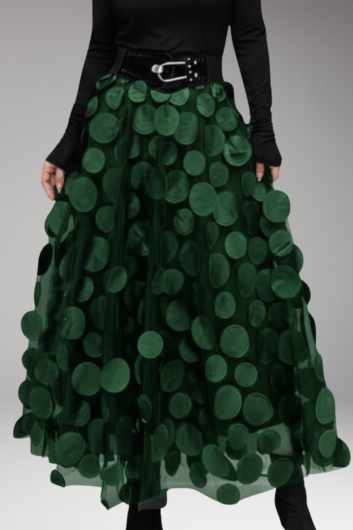 Women's Maxi Skirt with Waistband and Dot Appliqués