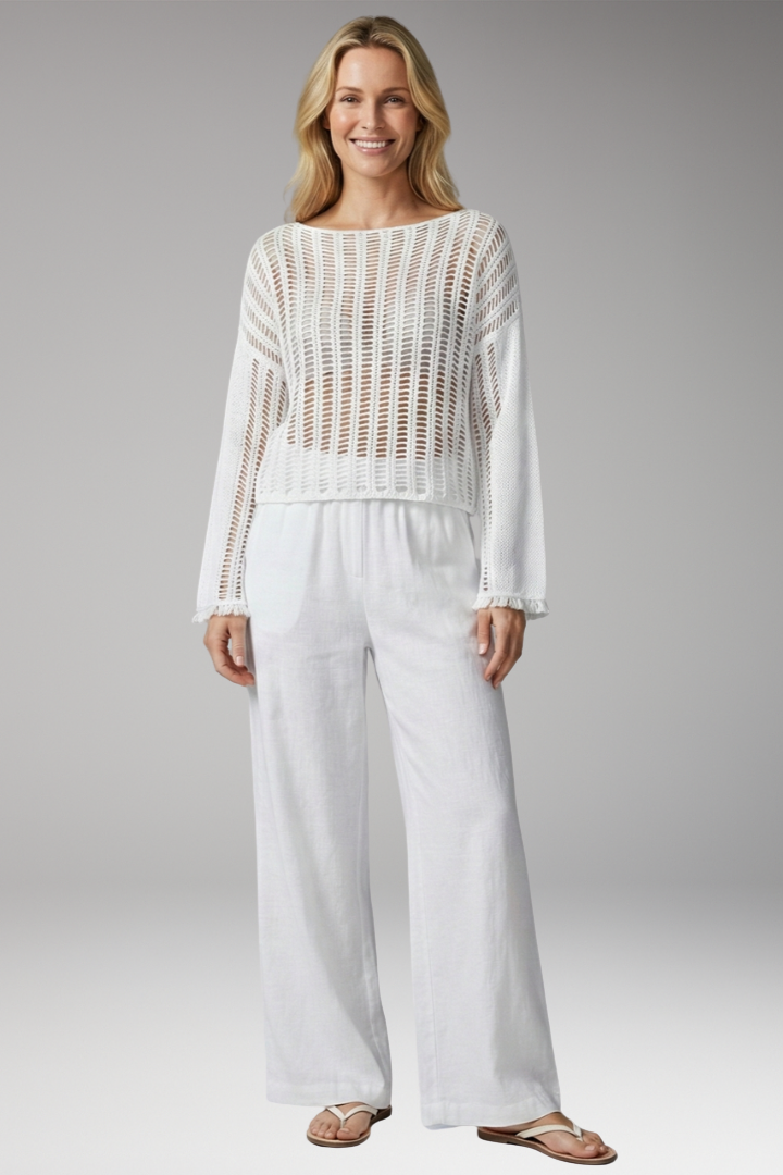 Women’s Mesh Beach Top with Long Sleeves and Cropped Fit
