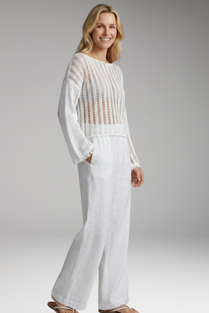 Women’s Mesh Beach Top with Long Sleeves and Cropped Fit