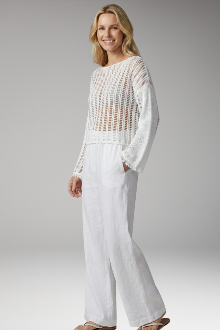 Women’s Mesh Beach Top with Long Sleeves and Cropped Fit