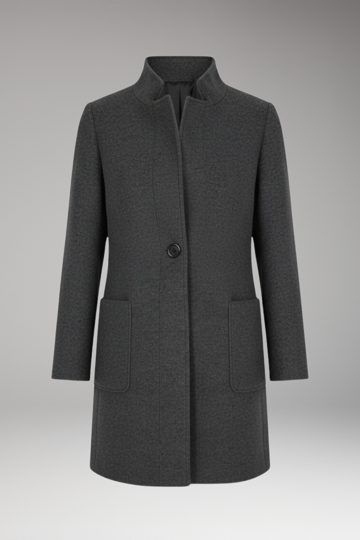 Women’s Mid-Length Coat with Stand Collar