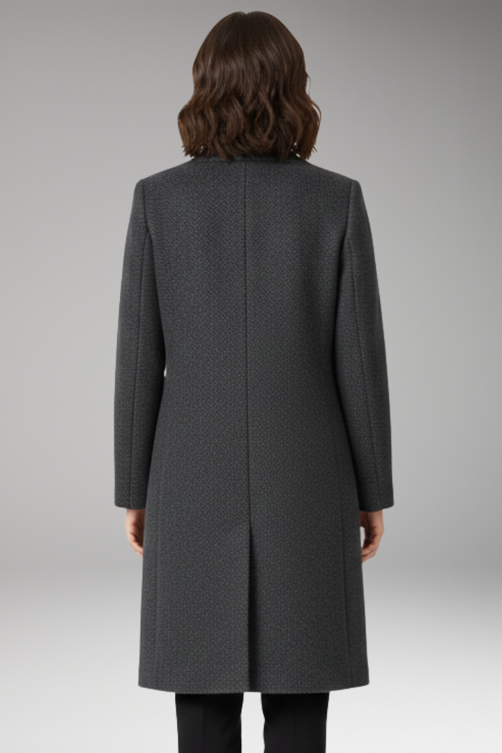 Women’s Mid-Length Coat with Stand Collar