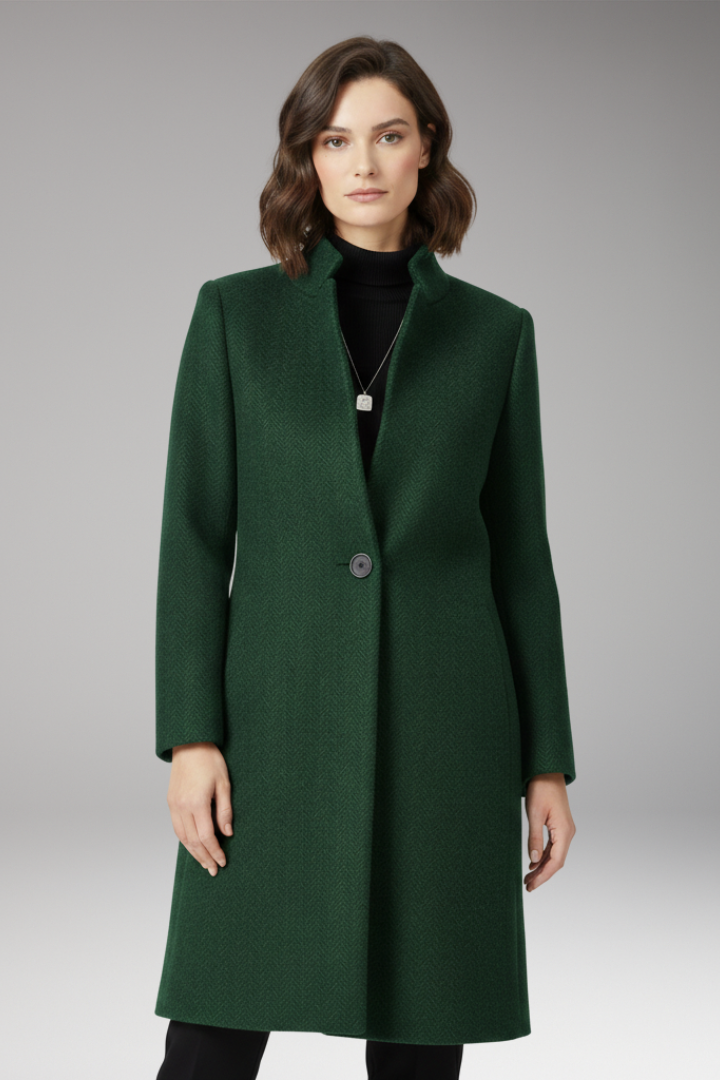 Women’s Mid-Length Coat with Stand Collar