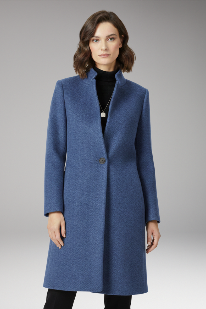 Women’s Mid-Length Coat with Stand Collar