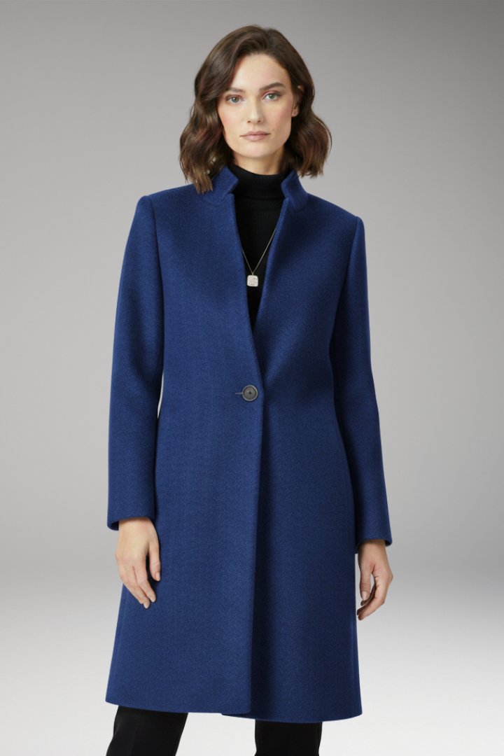 Women’s Mid-Length Coat with Stand Collar