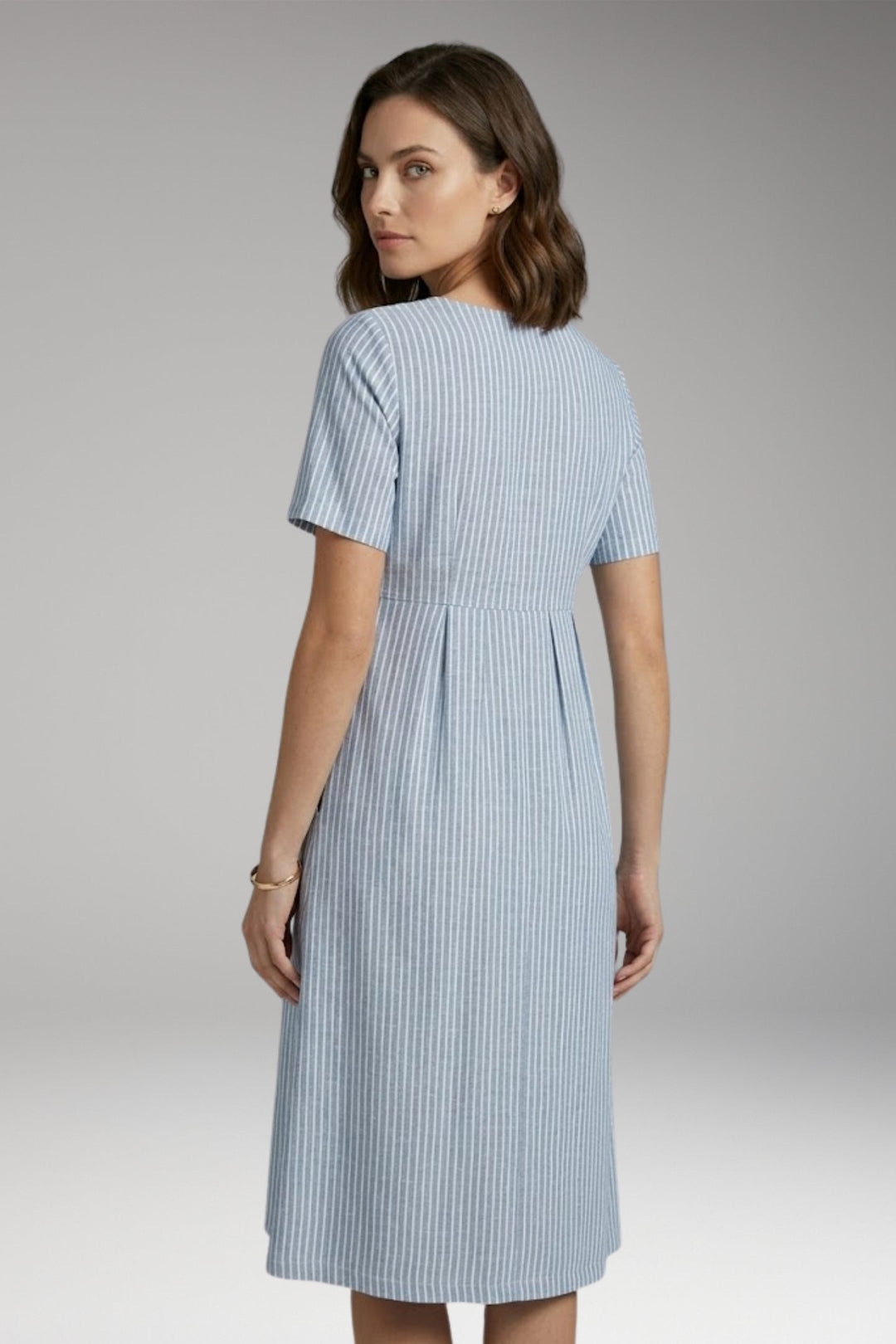 Women’s Midi Dress with Button Detail and Side Pockets