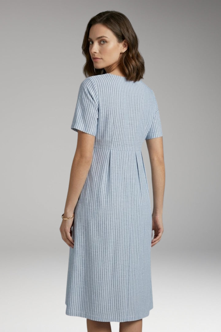 Women’s Midi Dress with Button Detail and Side Pockets