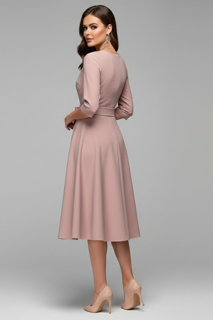 Women's Midi Dress with Classic Cut and Figure-Hugging Fit