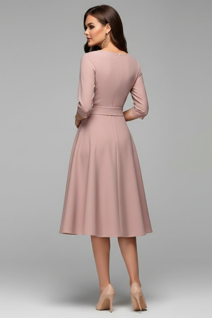 Women's Midi Dress with Classic Cut and Figure-Hugging Fit