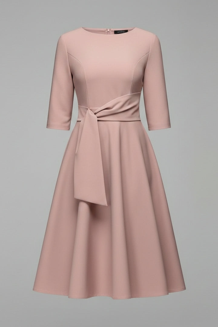 Women's Midi Dress with Classic Cut and Figure-Hugging Fit