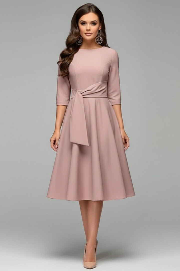 Women's Midi Dress with Classic Cut and Figure-Hugging Fit