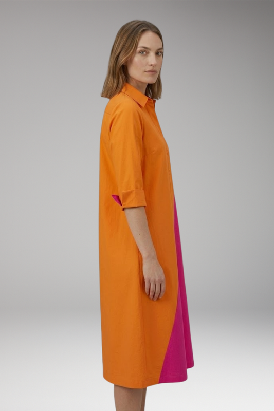 Women's Midi Dress with Fitted Waist and Flowing Skirt