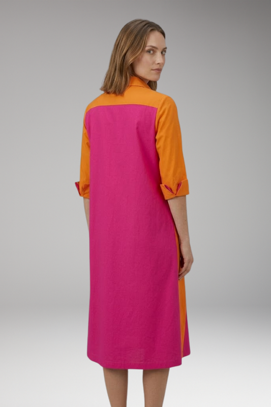 Women's Midi Dress with Fitted Waist and Flowing Skirt
