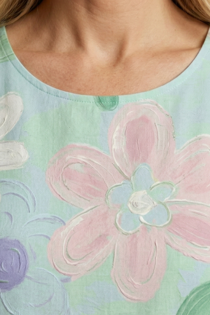 Women's Midi Dress with Floral Print and Loose Fit