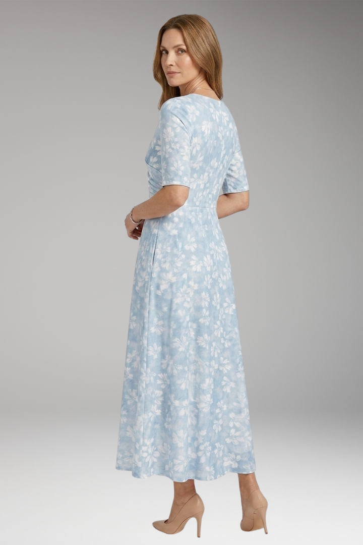 Women's Midi Dress with Floral Print and Pockets