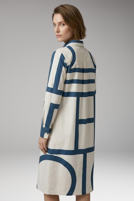 Women's Midi Dress with Flowing Drape and Plain Surface