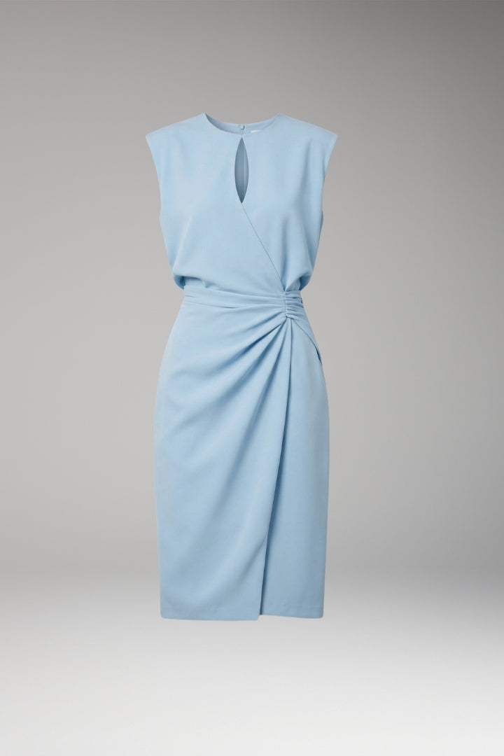 Women’s Midi Dress with Keyhole Neck and Fitted Waist