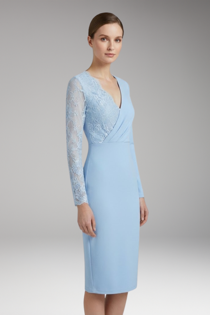 Women's Midi Dress with Lace Accents and Practical Length