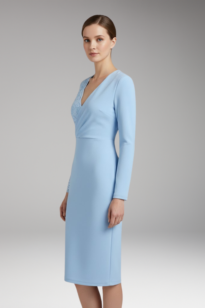 Women's Midi Dress with Lace Accents and Practical Length