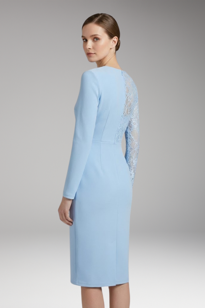 Women's Midi Dress with Lace Accents and Practical Length