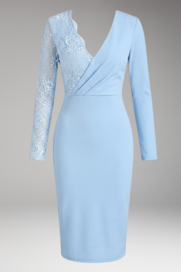 Women's Midi Dress with Lace Accents and Practical Length