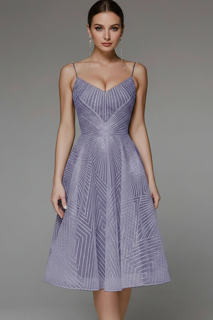 Women's Midi Dress with Open Back and Elegant Design