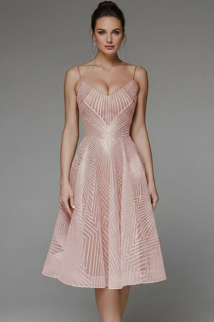 Women's Midi Dress with Open Back and Elegant Design